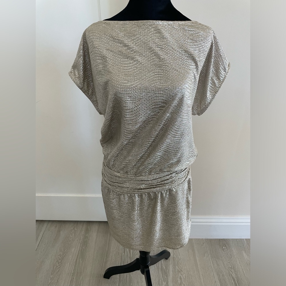 BCBG Gold mini dress with pockets